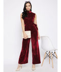 Stretchable Velvet Jumpsuit - Pinkkup