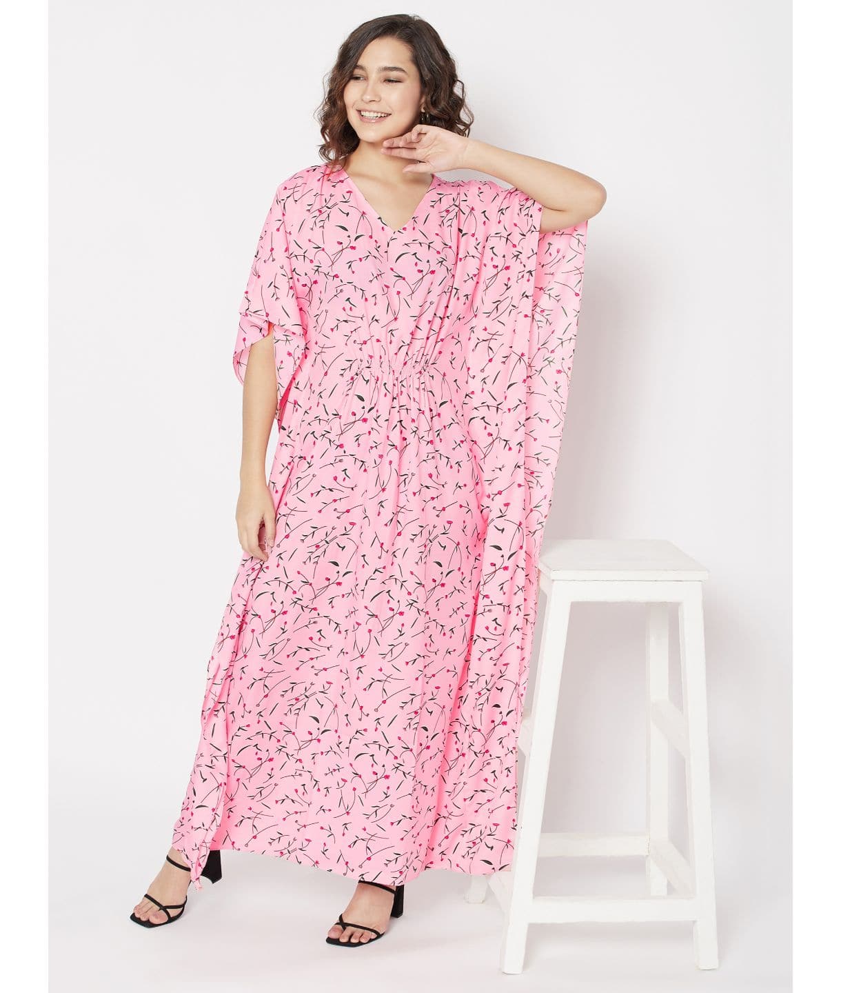 Comfortable Printed Kaftan/Nightie - Pinkkup