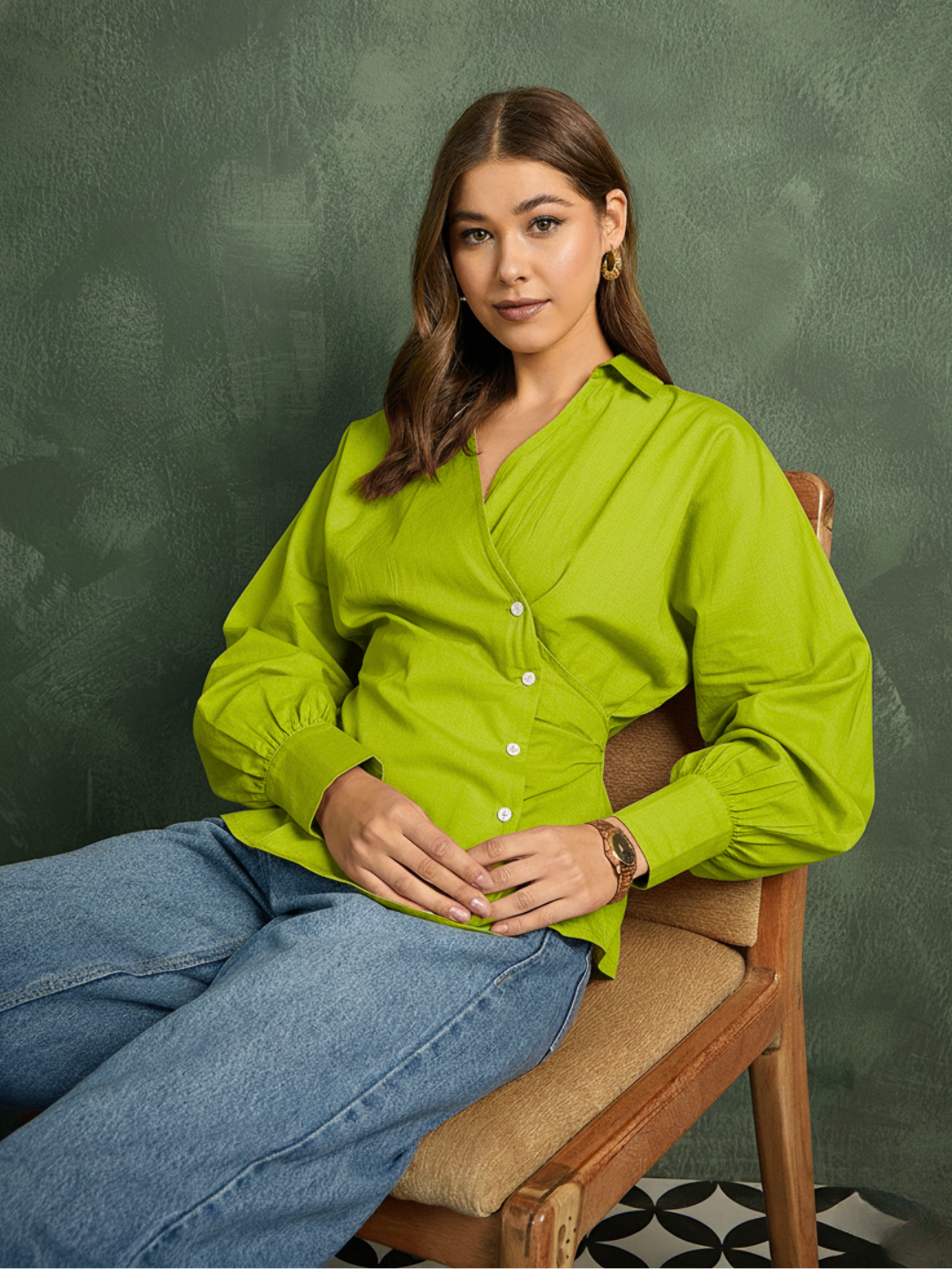 Balloon Sleeves Pure Cotton Shirt