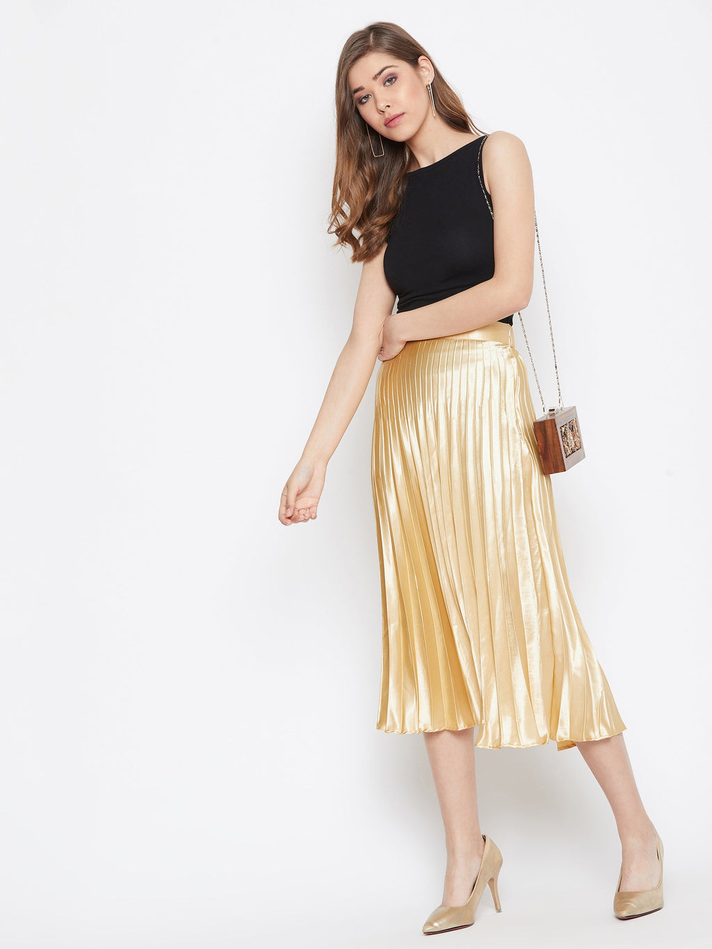 Pleated Midi Skirt - Pinkkup