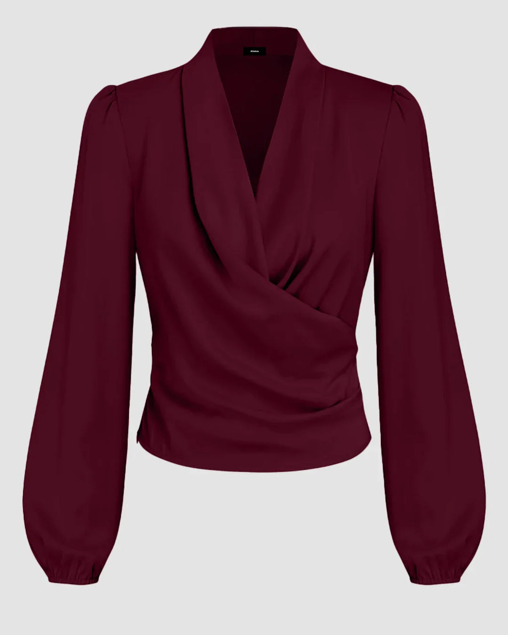 Maroon Draped V-Neck Full Sleeve Top