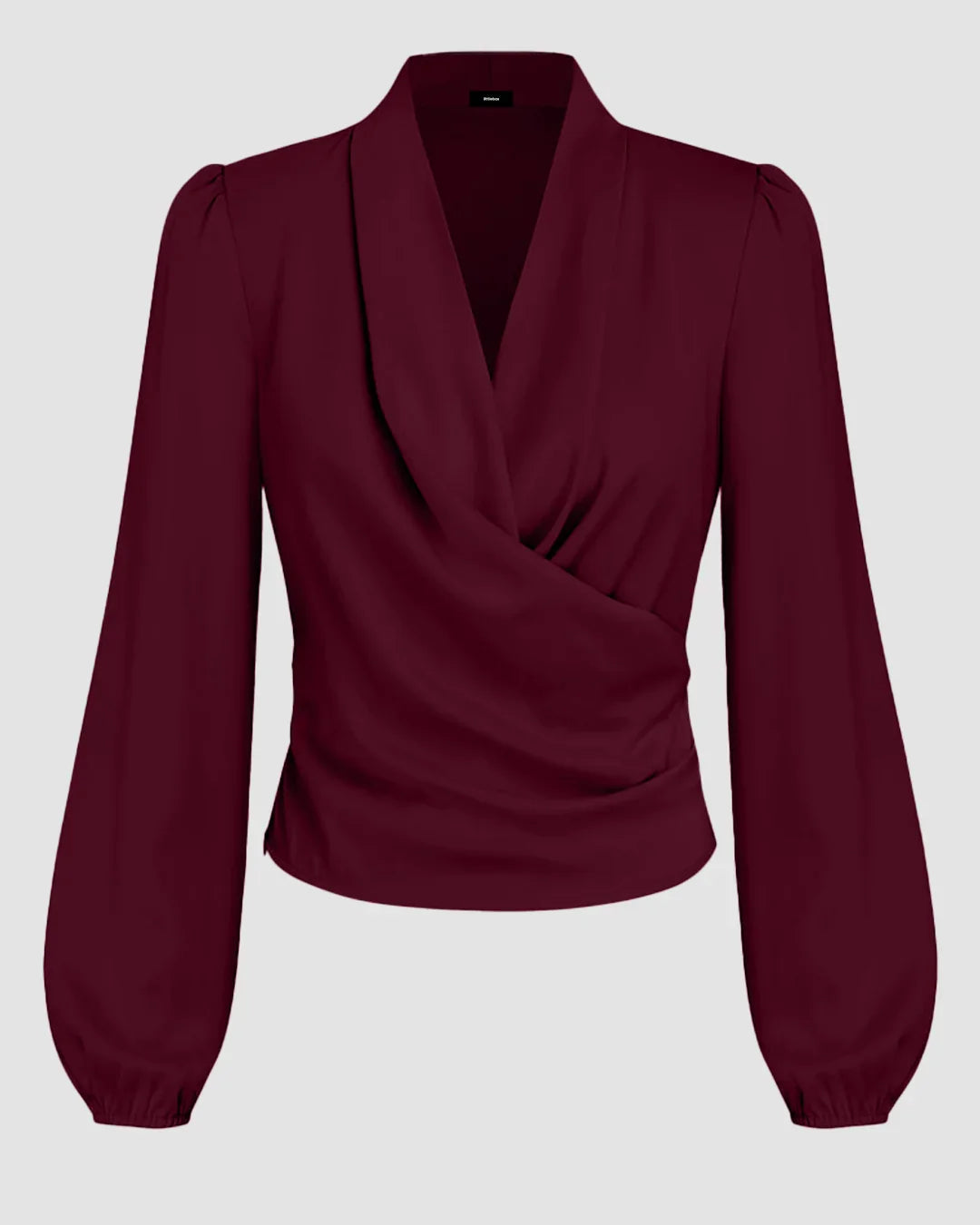 Maroon Draped V-Neck Full Sleeve Top