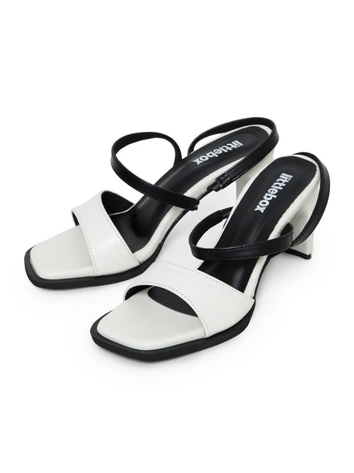 Black & White Colorblocked  Square Toe Block Heels