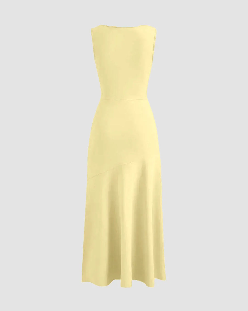 Boat Neck Solid Ruffle Ruched Vanilla Maxi Dress