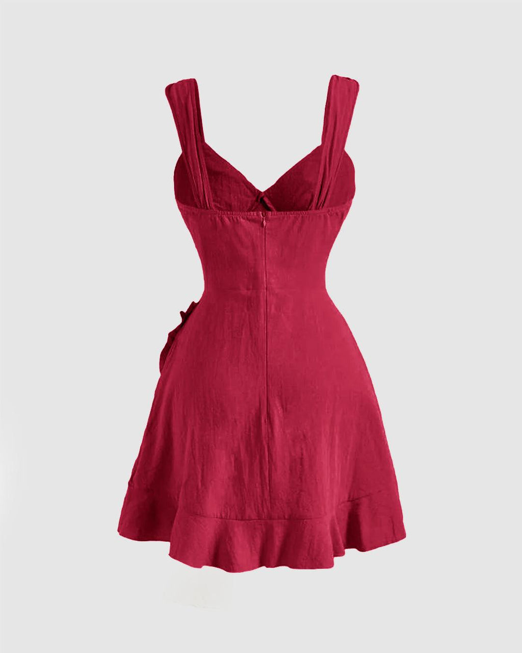 Ruffle Wrap V Neck Short Sleeve Tie Knot Short Dress In Hot Pink
