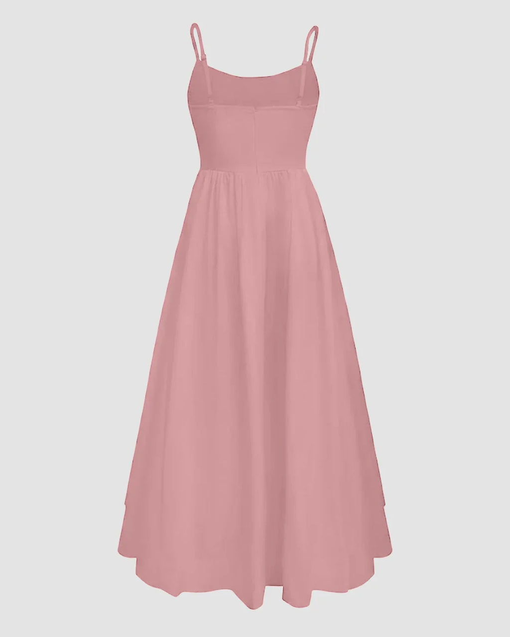 Powder Pink Spaghetti Strap Fit & Flare Midi Dress