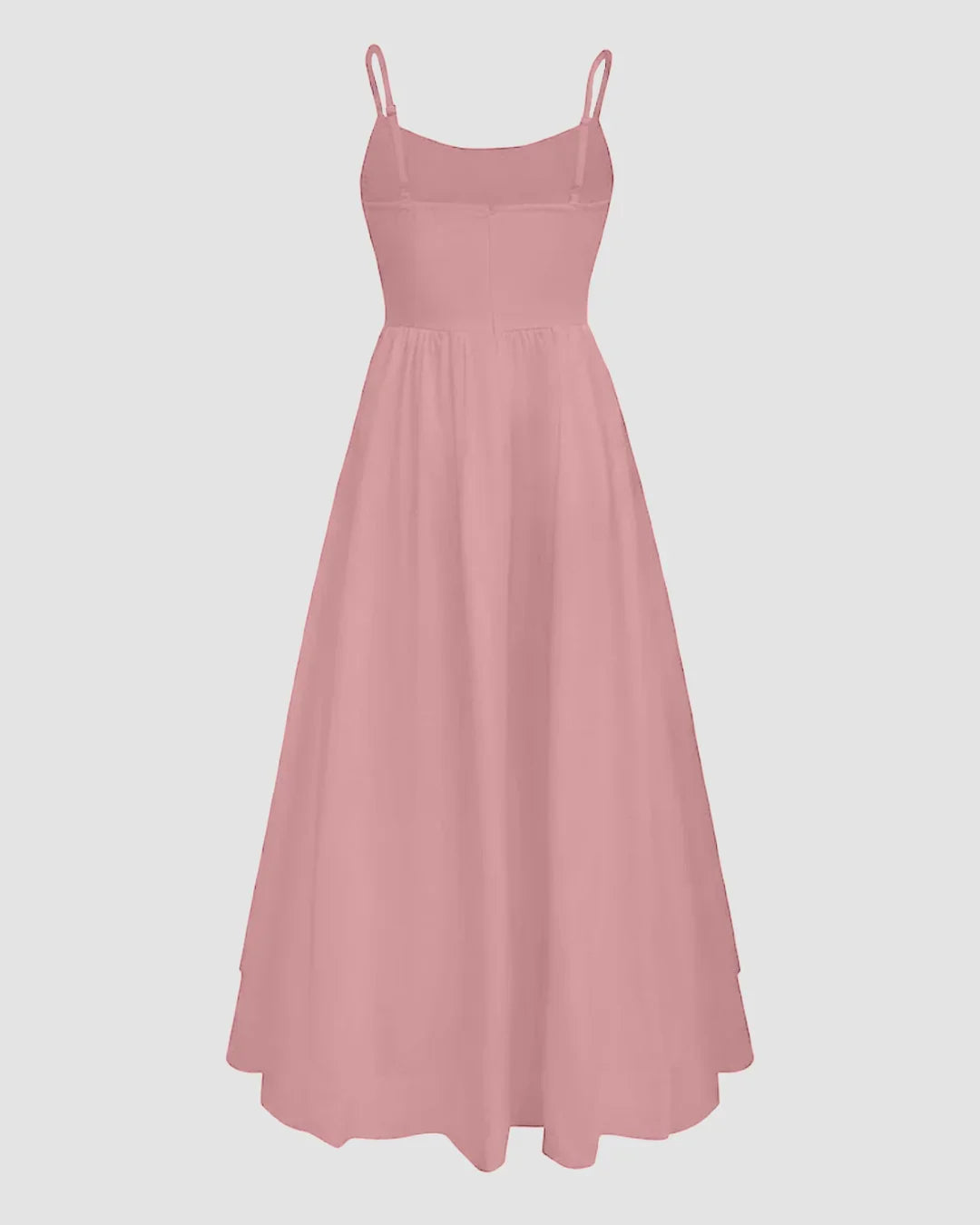 Powder Pink Spaghetti Strap Fit & Flare Midi Dress