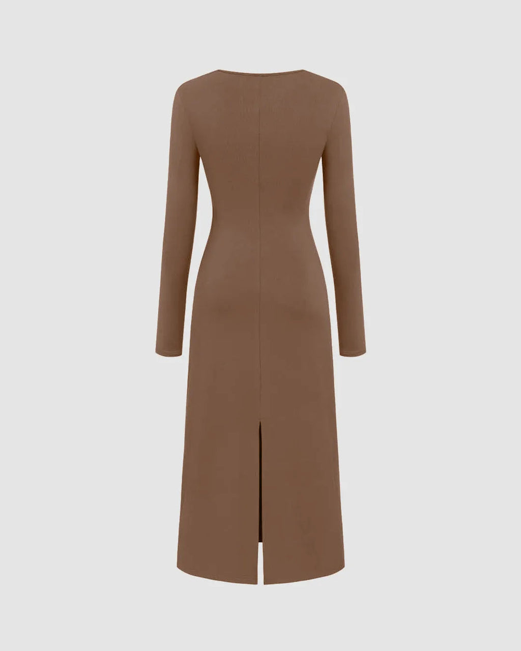 Sweetheart Neck Solid Split Maxi Dress In Brown