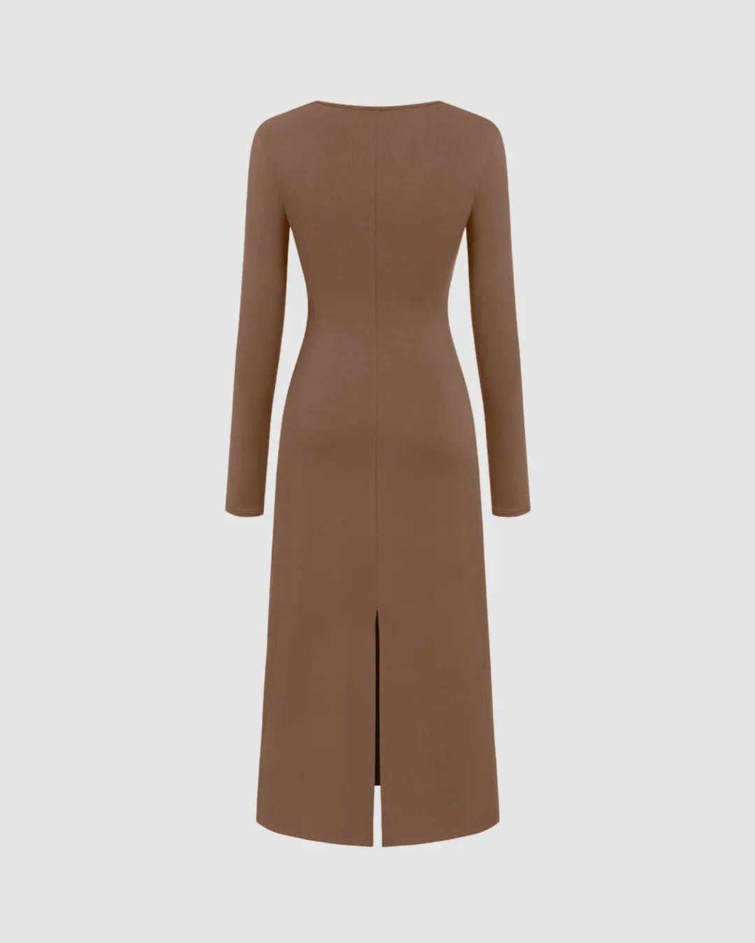 Sweetheart Neck Solid Split Maxi Dress In Brown