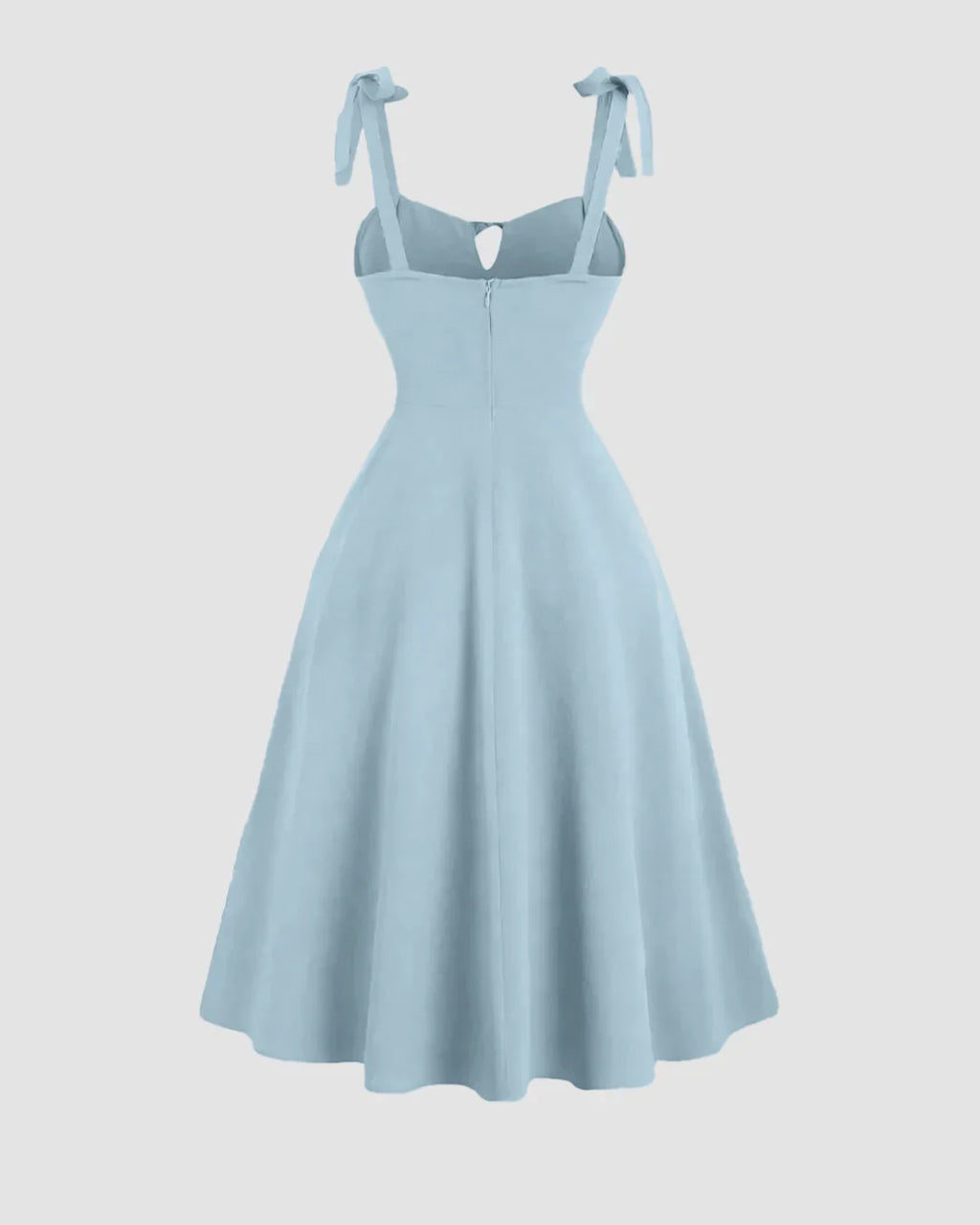 Sweetheart Neck Midi Dress with Shoulder Ties in Sky Blue