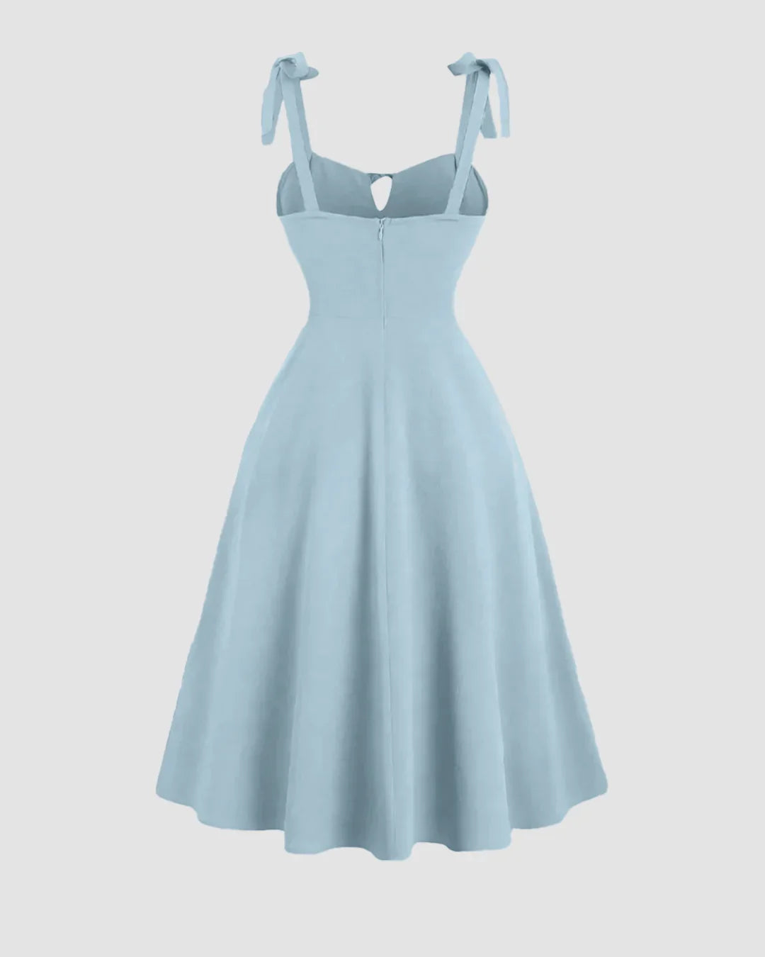 Sweetheart Neck Midi Dress with Shoulder Ties in Sky Blue