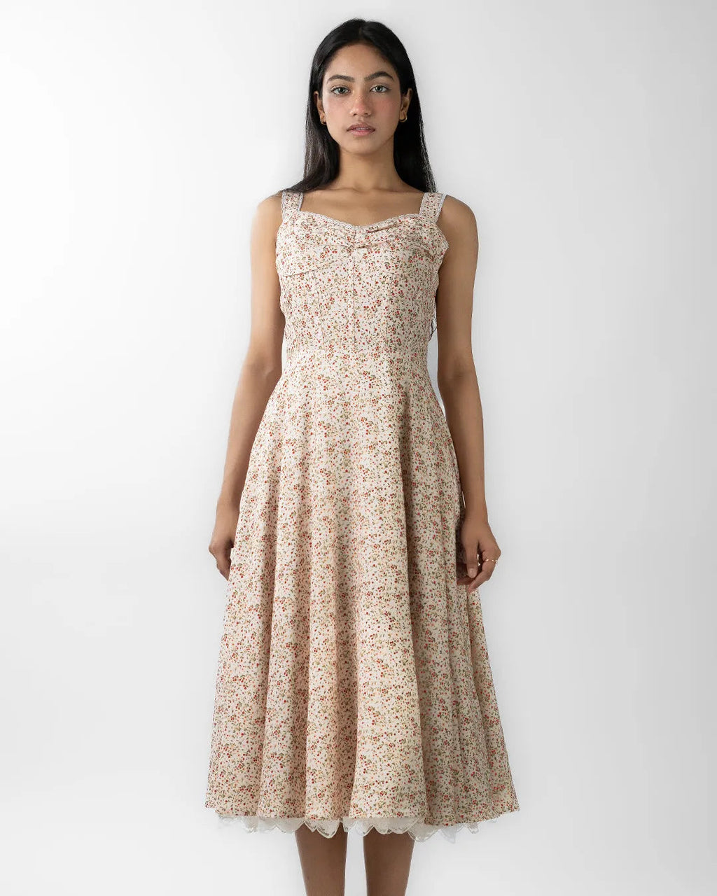 Sweetheart Neck Floral Printed Fit & Flare Maxi Dress