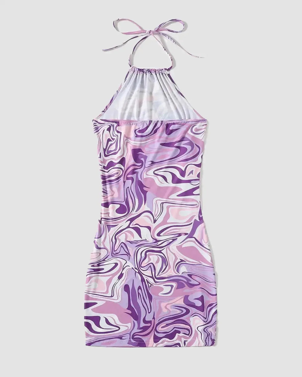 90s Marble Print Ruched Graphic Bodycon Dress