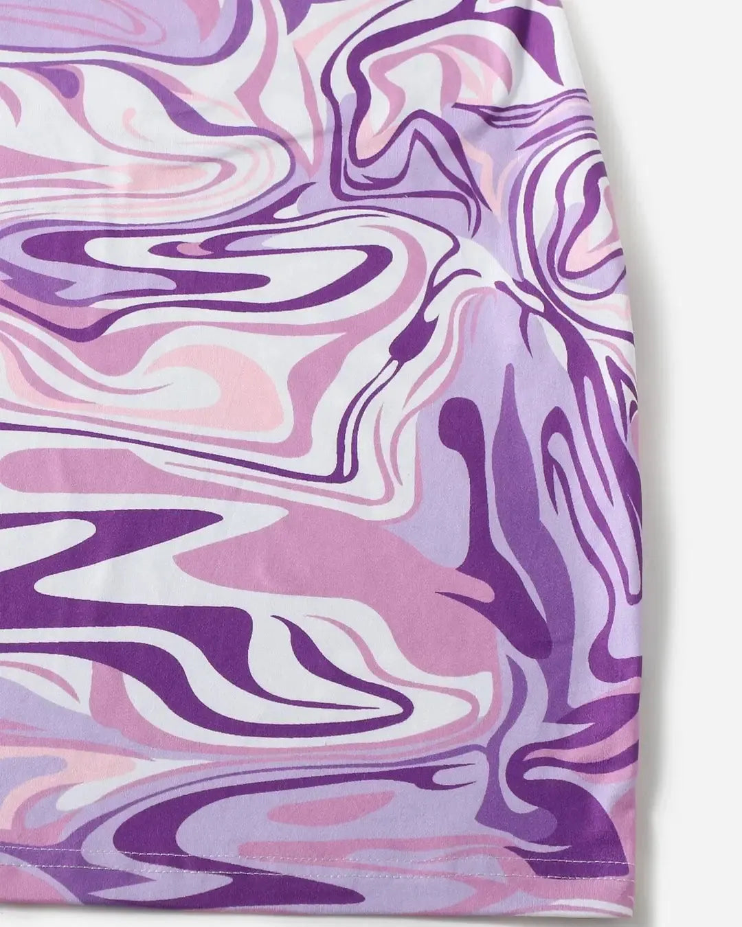 90s Marble Print Ruched Graphic Bodycon Dress