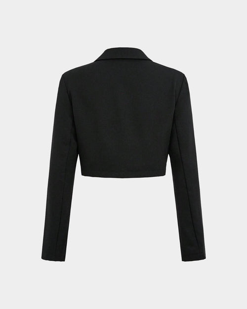 Black Short Workwear Suit Jacket With Pockets