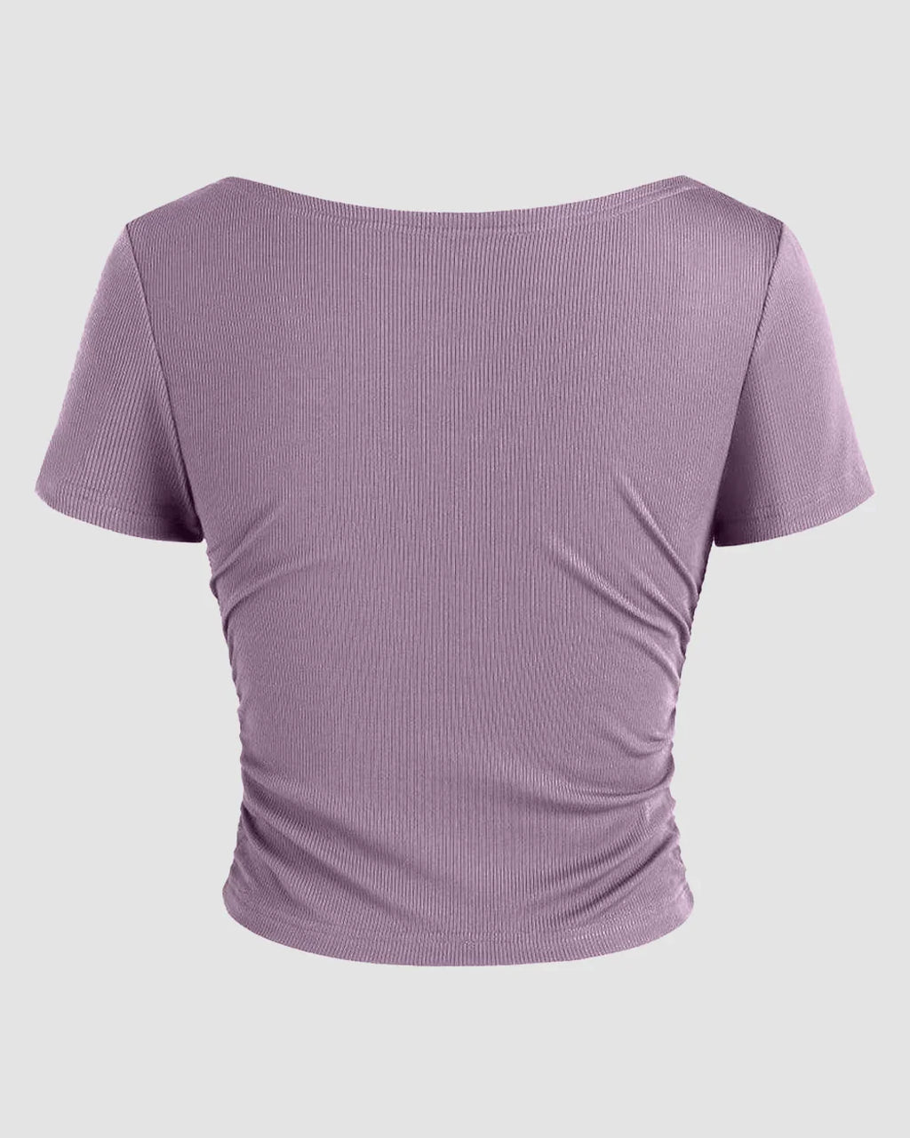 Ruched Short-Sleeve Cowl Neck Top In Lilac
