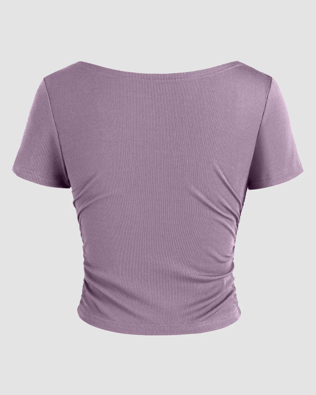 Ruched Short-Sleeve Cowl Neck Top In Lilac