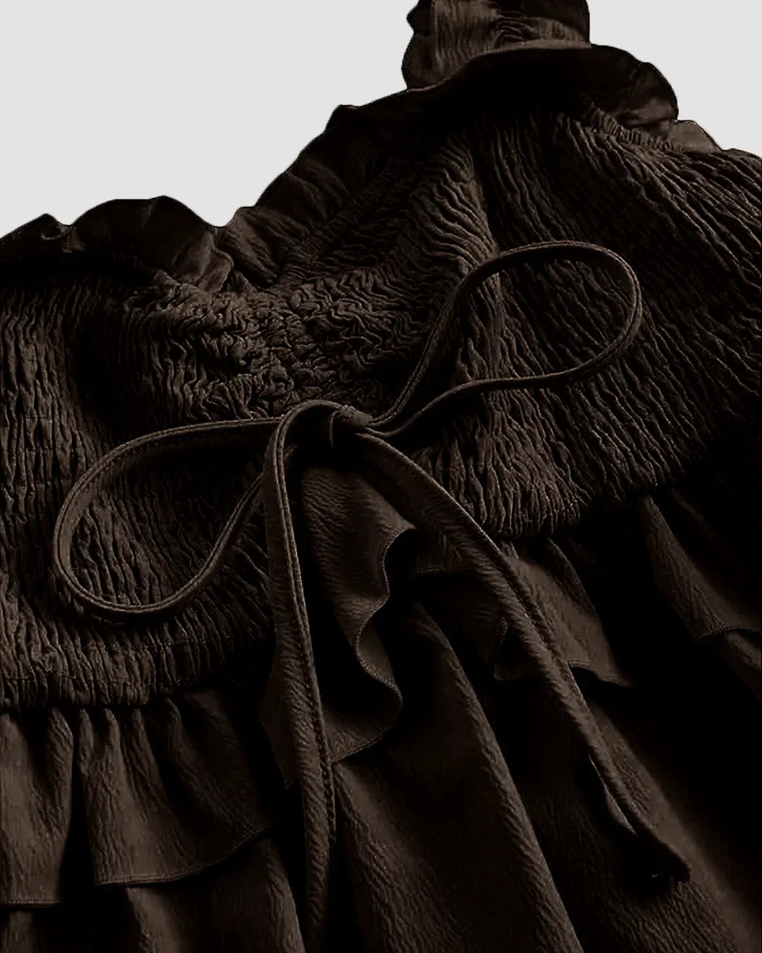 Solid Ruffle Wide Strap Front Tie Bow Tank Top In Chocolate