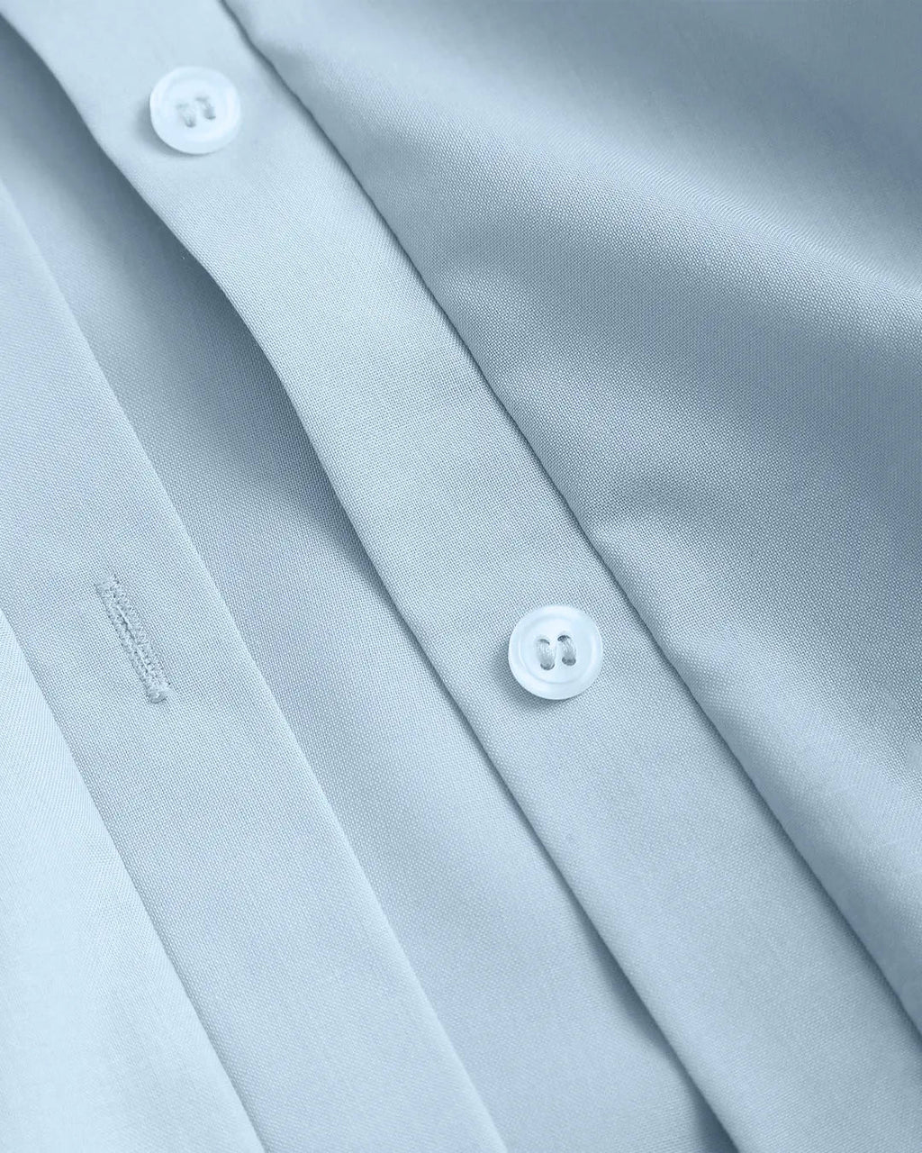 Sky Blue Ruched Shirt Dress with Long Sleeves