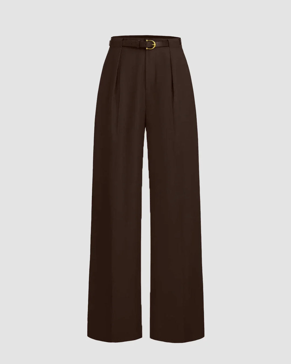 Pleated High Waisted Wide Leg Trousers in Coco