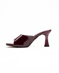 Burgundy Patent Open Toe Low Heel
