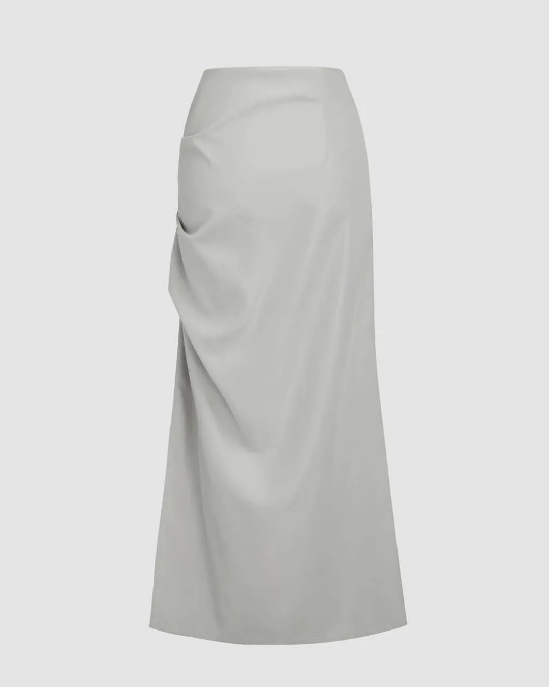 High Waist Ruched Asymmetrical Side Slit Skirt