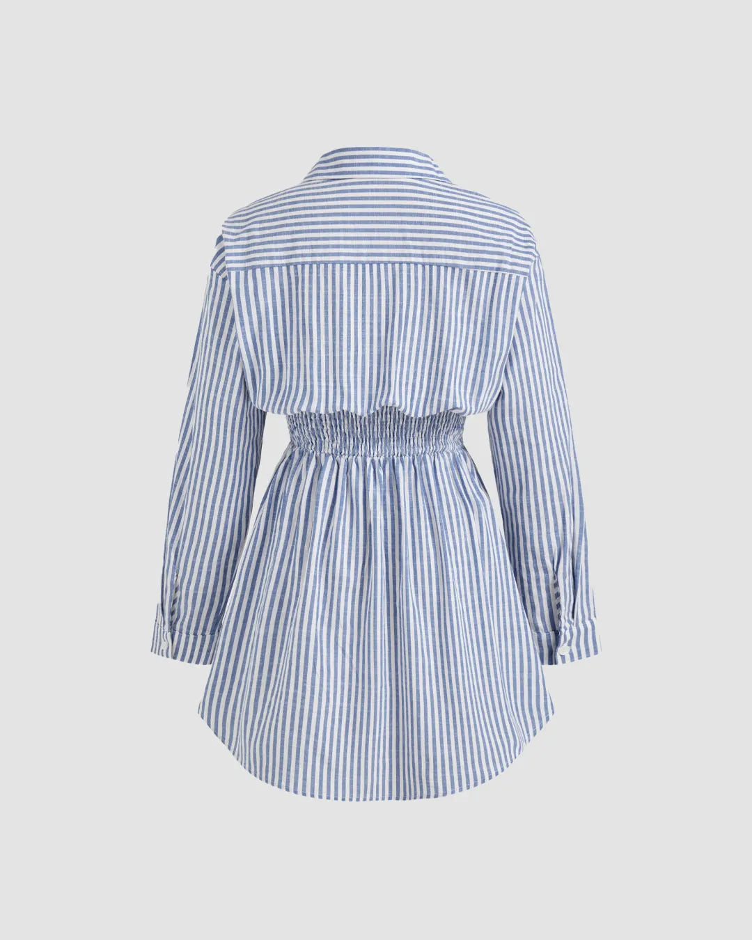 Classic Blue and White Striped Button-Up Shirt Dress for Women