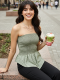 Smocked Bandeau Asymmetrical Top - Pinkkup
