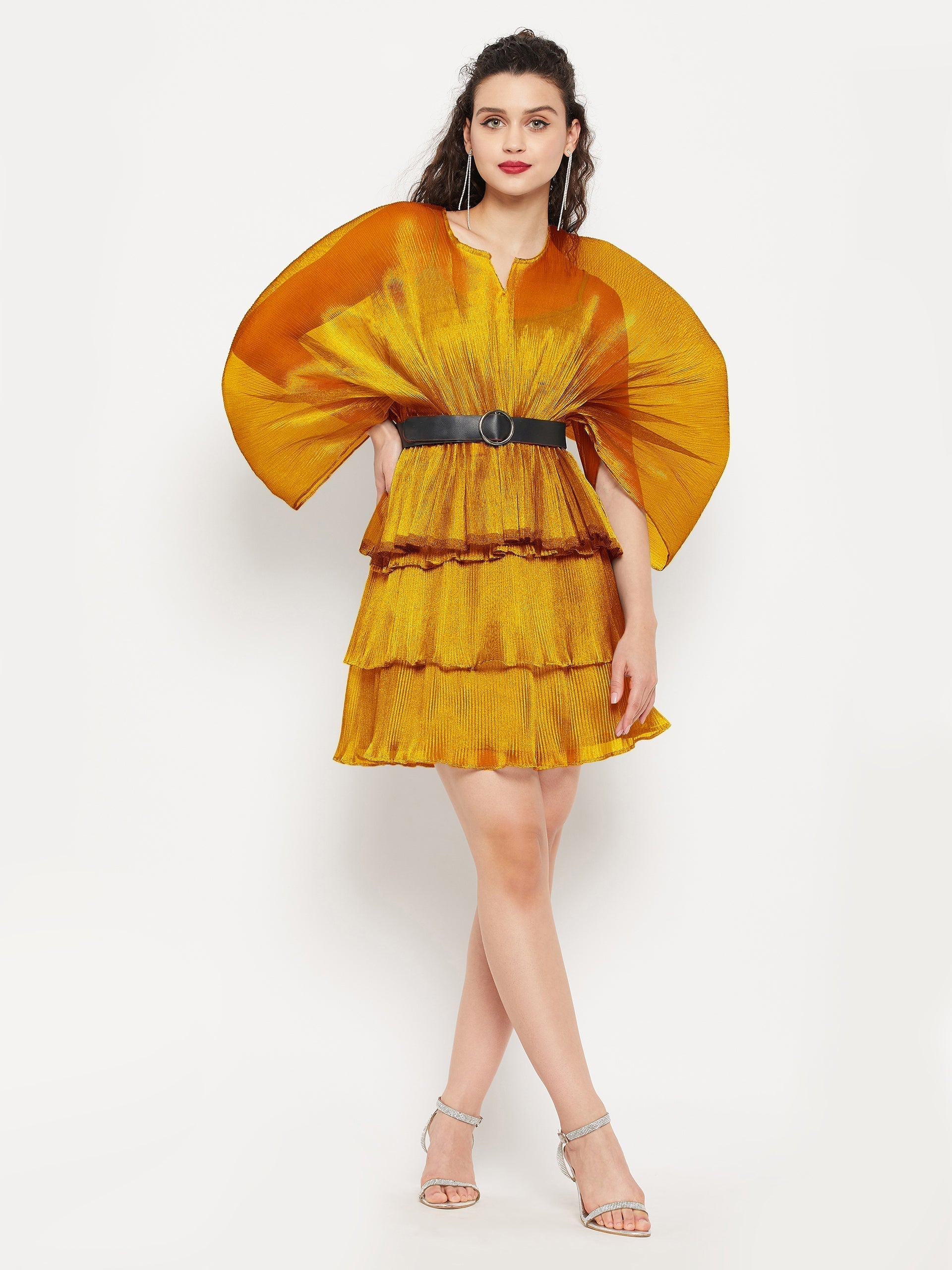 Short Ruffle Pleated Organza Skirt - Pinkkup