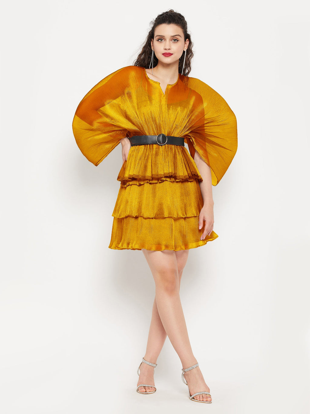 Short Ruffle Pleated Organza Skirt - Pinkkup