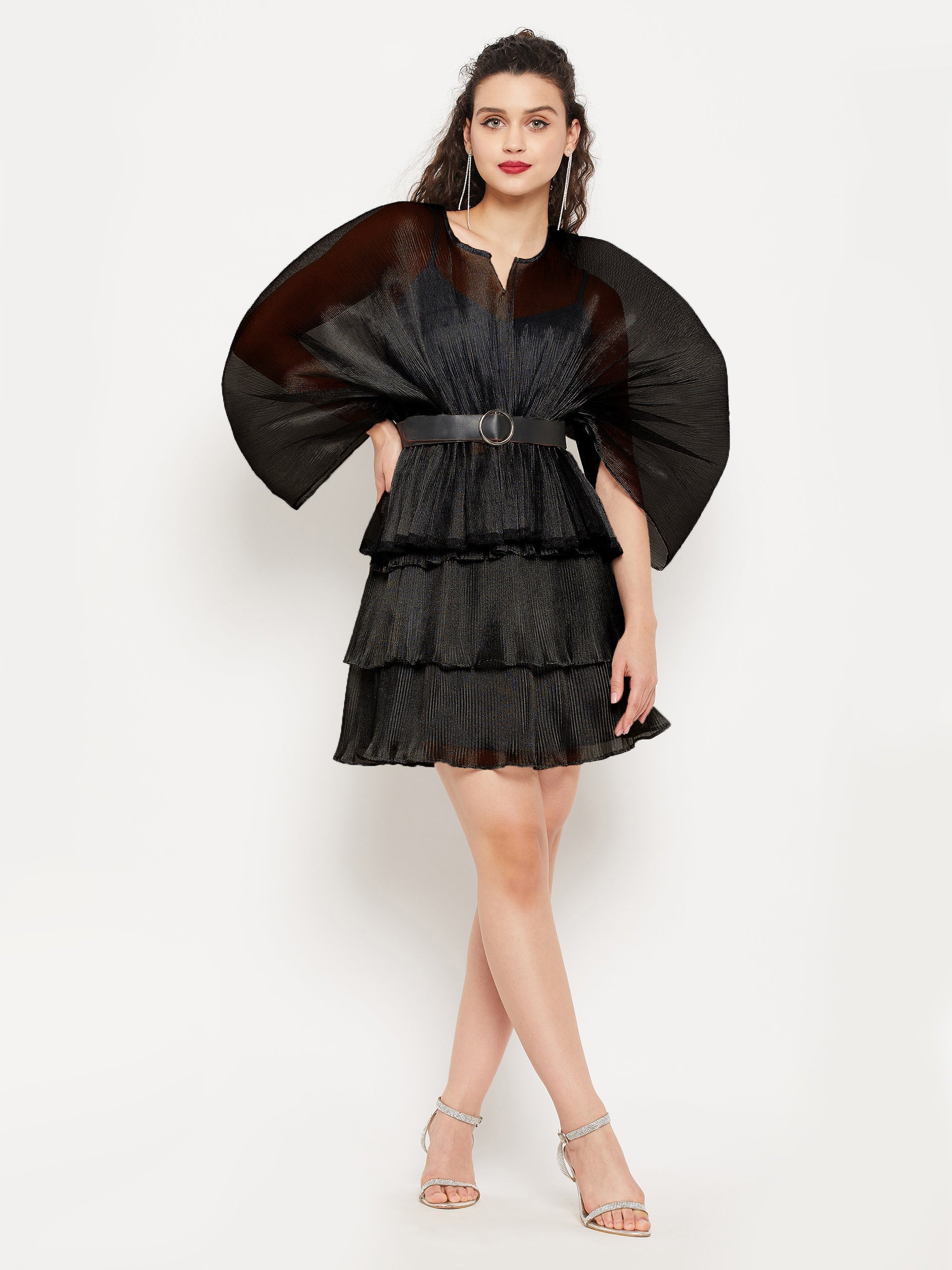 Short Ruffle Pleated Organza Skirt - Pinkkup