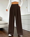 High-Rise Wide-Leg Trousers with Pockets in Coco