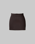 High-Street Hot Solid Slit Basic Skirt In Dark Brown