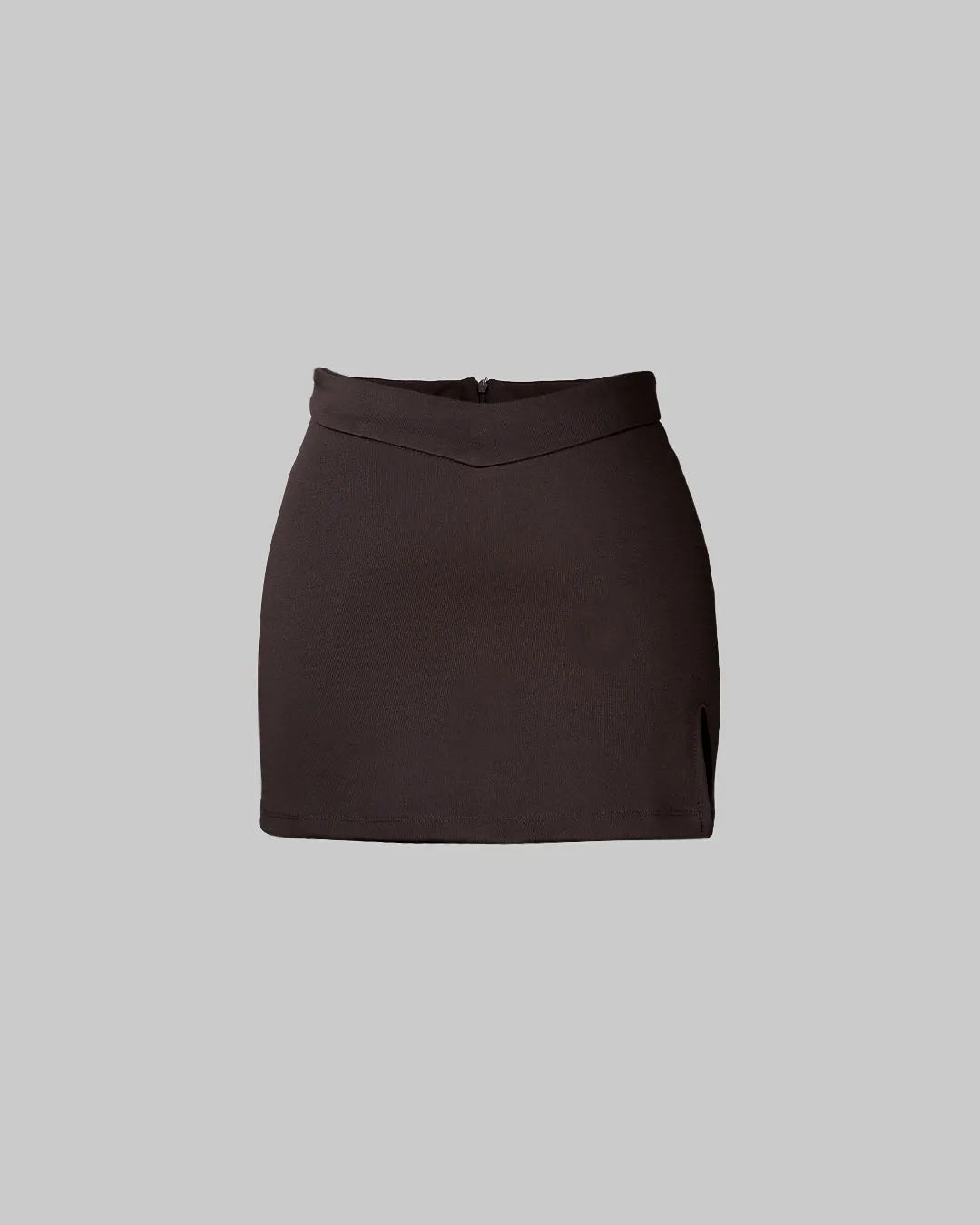 High-Street Hot Solid Slit Basic Skirt In Dark Brown