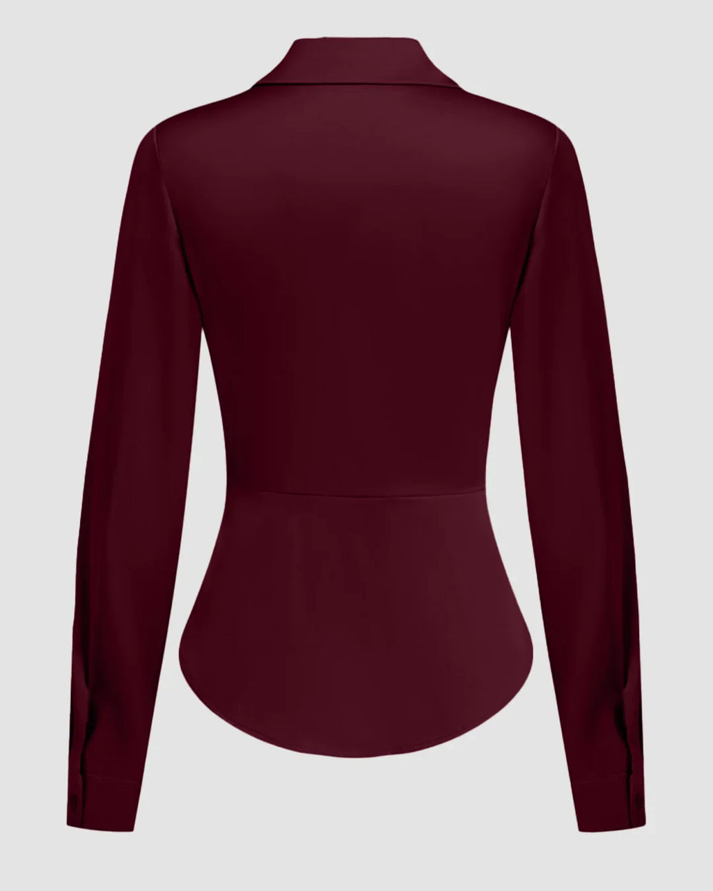 Satin Button-Down Collar Full Sleeve Shirt in Maroon