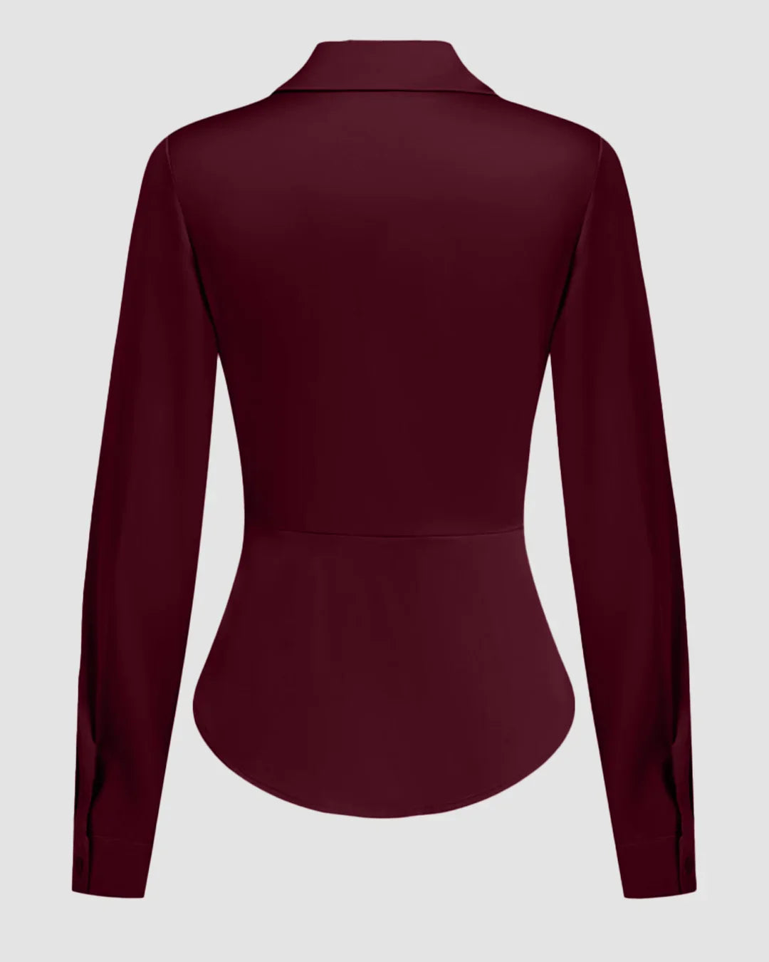 Satin Button-Down Collar Full Sleeve Shirt in Maroon