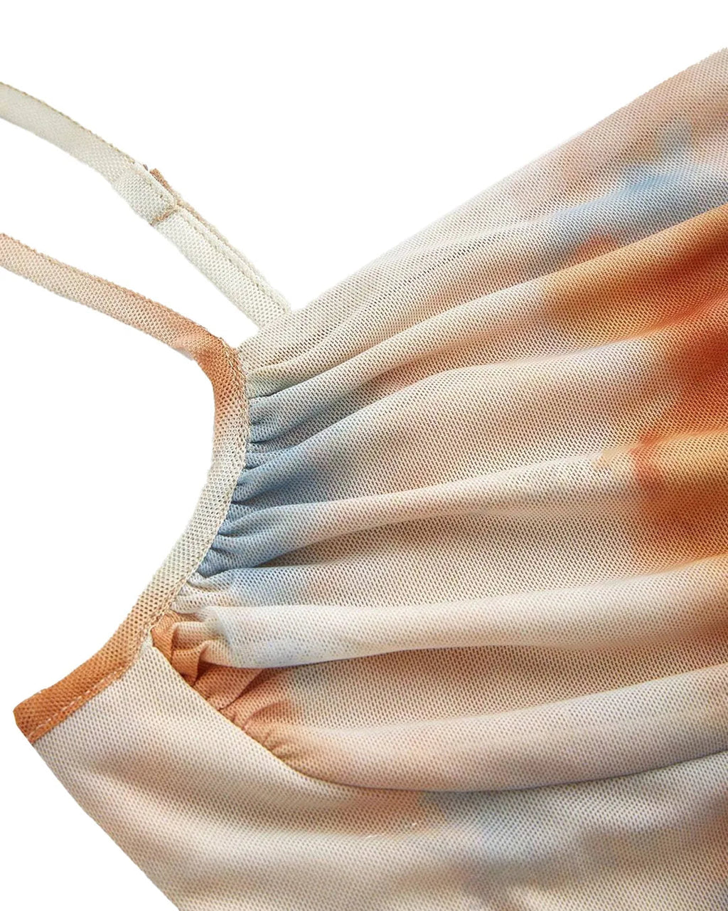 Tie-Dye Vintage Slip Pleated Bust Asymmetrical Fall Dress