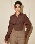 Brown Collared Button Down Fitted Shirt