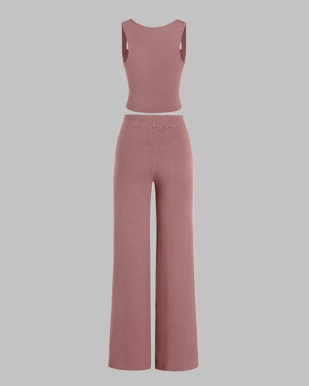 Set Of Two Ruched Square Neck Crop Top With Trouser In Blush Pink