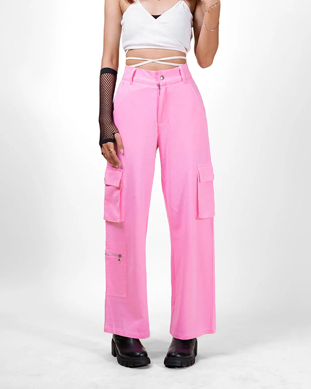 Acubi Style Pink Baggy Womens Cargo In Pink