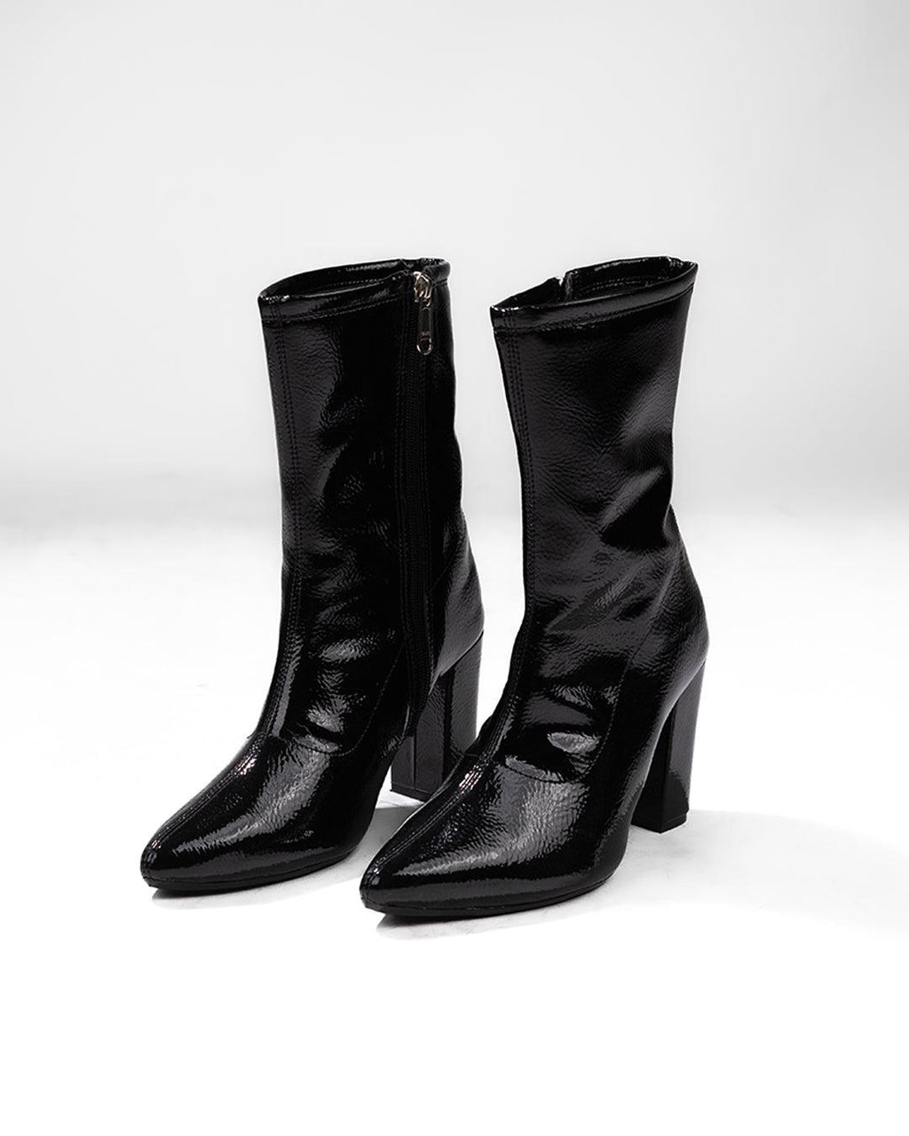 Ankle Boots High Chunky Block Heel Mid Calf Boots
