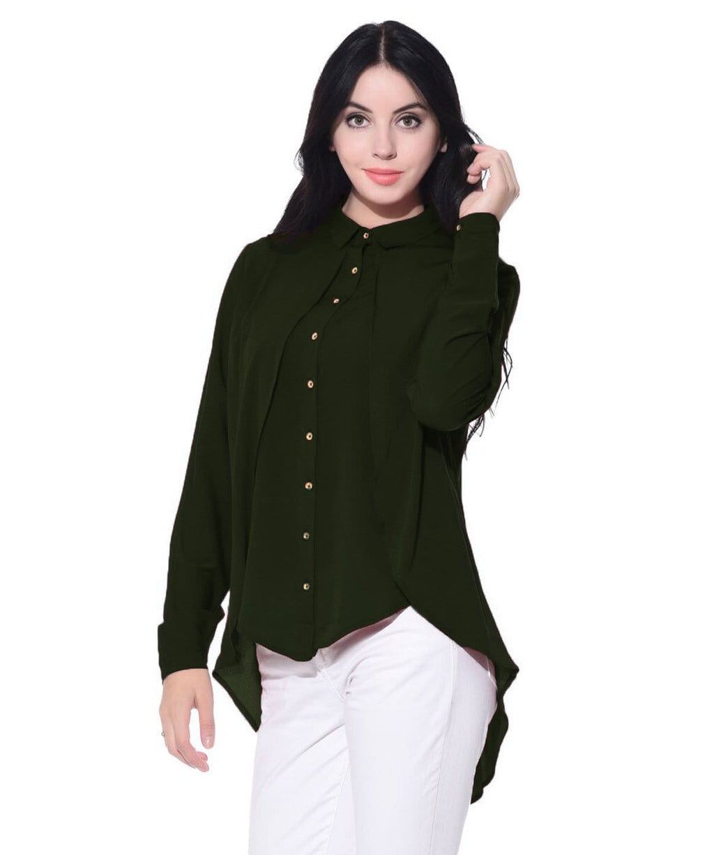 Ruffle Overlay Crepe Shirt