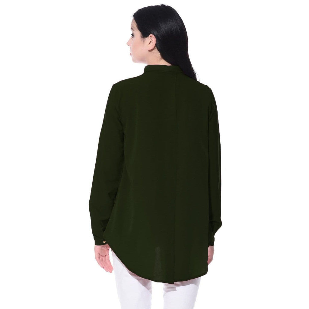 Ruffle Overlay Crepe Shirt