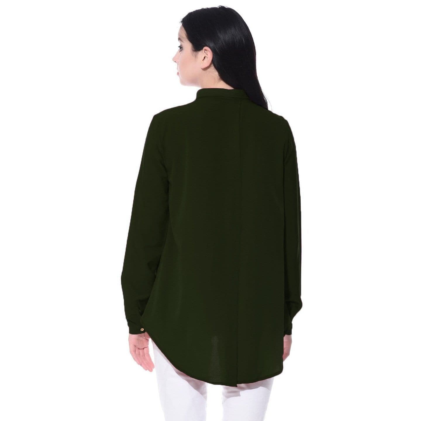 Ruffle Overlay Crepe Shirt