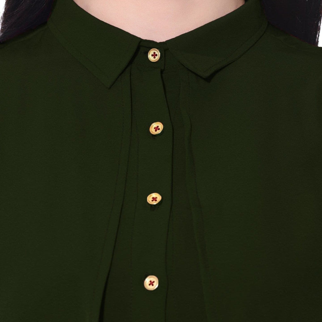 Ruffle Overlay Crepe Shirt