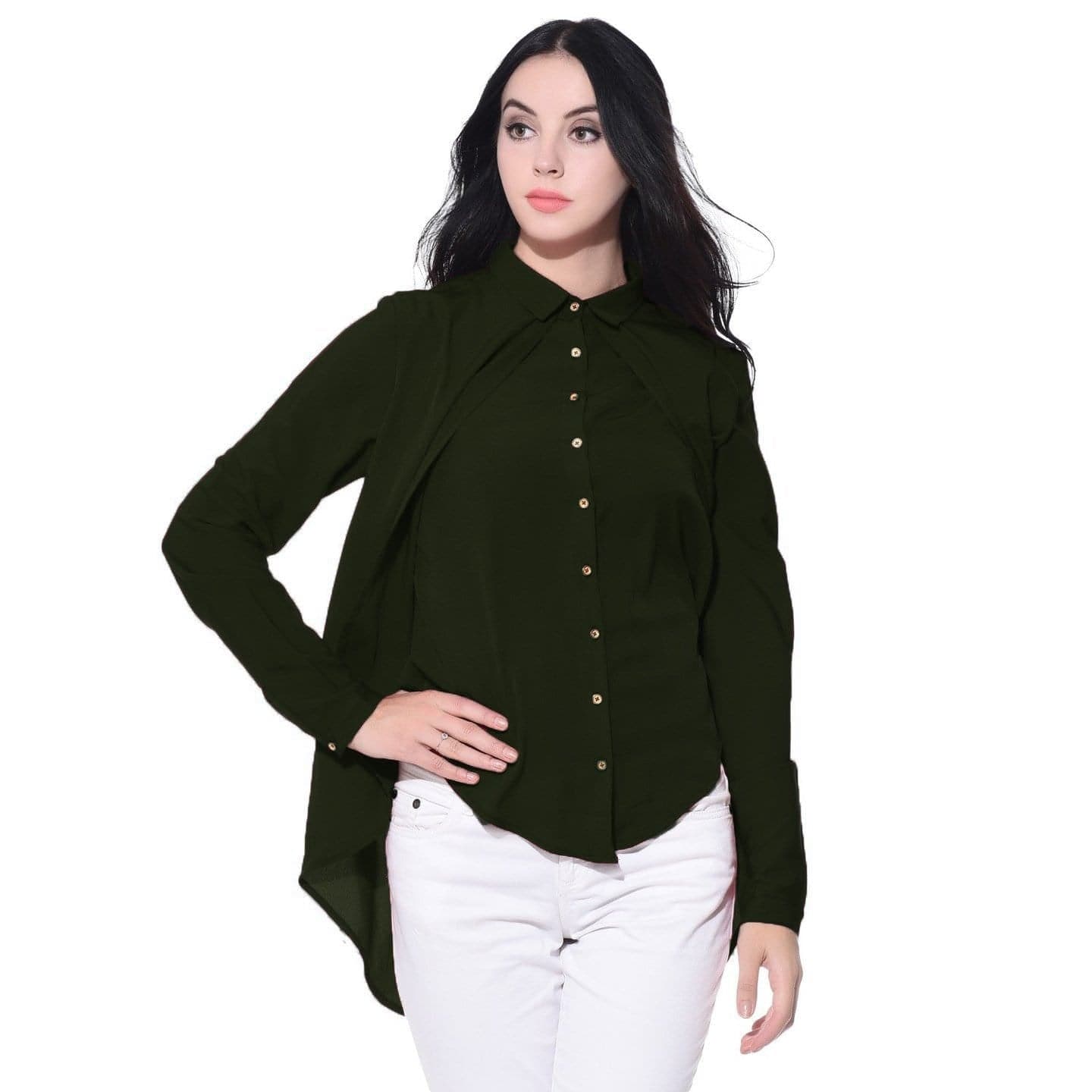 Ruffle Overlay Crepe Shirt - Pinkkup
