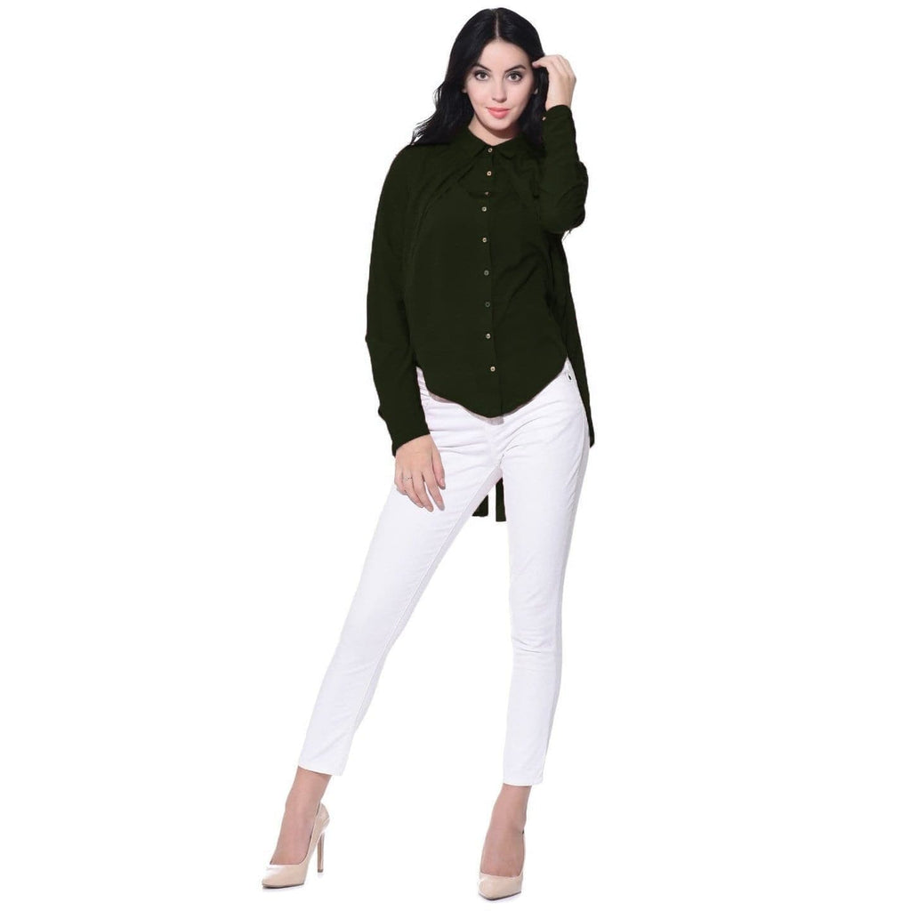 Ruffle Overlay Crepe Shirt
