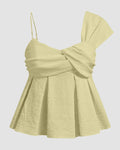 Asymmetric One Shoulder Ruffle Peplum Top in Yellow