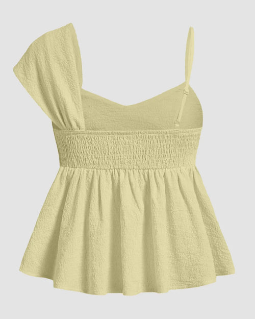 Asymmetric One Shoulder Ruffle Peplum Top in Yellow