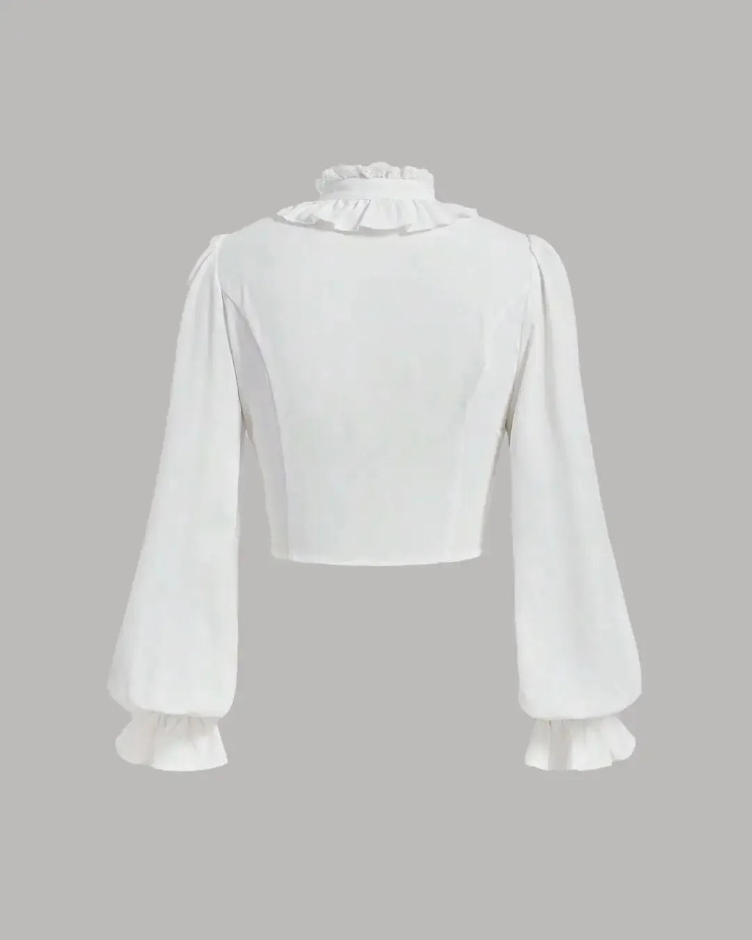 Ruffle Trim Flounce Sleeve Cropped Long Sleeve Top